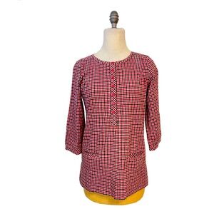 Lacoste plaid tunic blouse size small